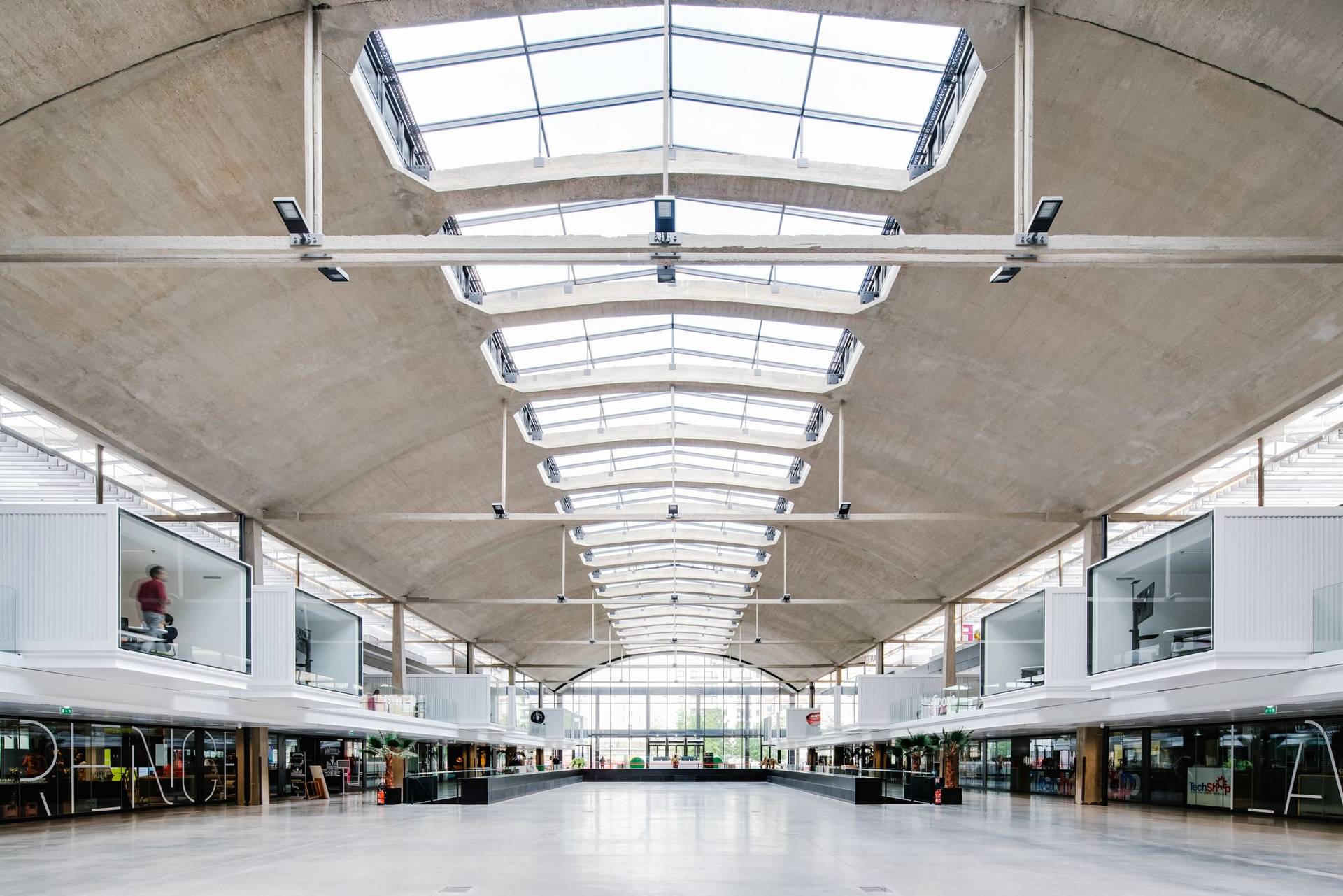 The main hall of Station F in Paris, with its long glass roof, where the Outbound Cup 2026 took place